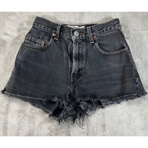 Levi's The Vintage Twin Denim Shorts Women 12 24x2 Black Distressed Y2K